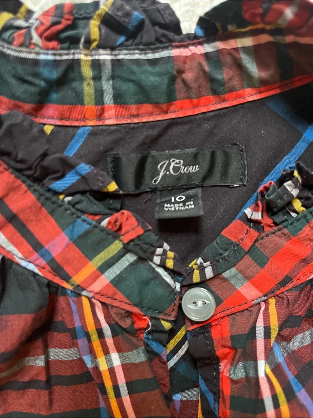 J. Crew Black and Red Plaid Sleeveless Holiday Blouse
